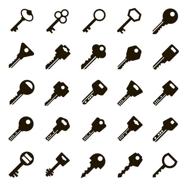 25 икон дверных ключей — стоковый вектор