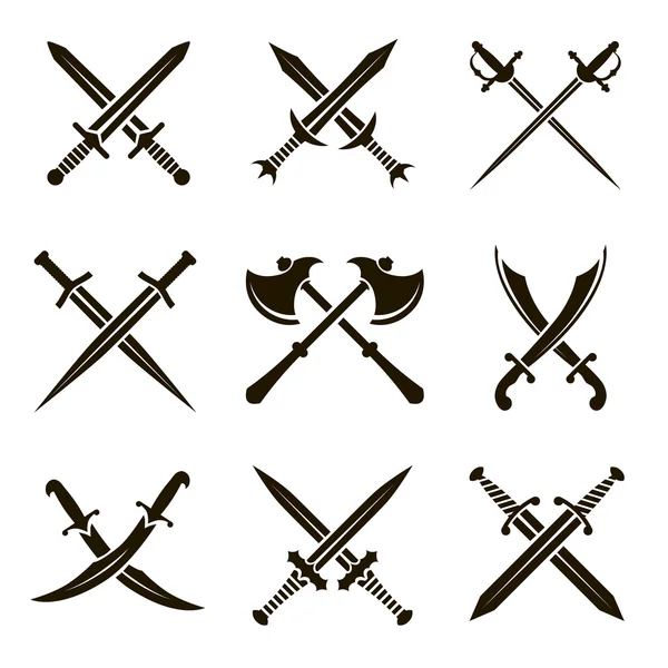 9 ikon miecze swords swords osi — Wektor stockowy