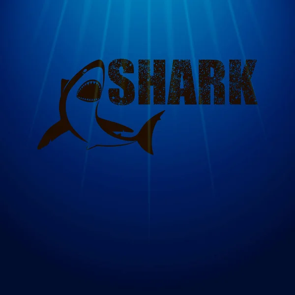 Vektor Abstraktní Tmavě Modré Pozadí Dravý Žralok Otevřenými Ústy Tmavým — Stockový vektor