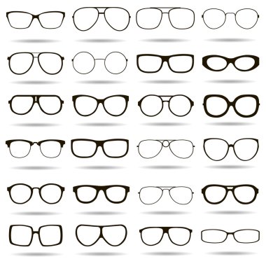 24 highly detailed glasses icons clipart