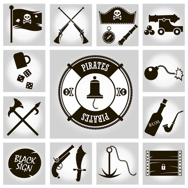 Isolated vector icons pirates — Stock Vector