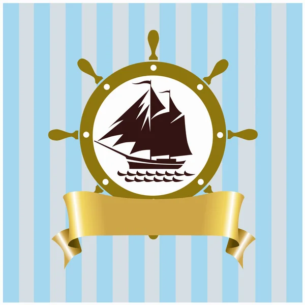 Κάρτα φορέα με την εικόνα του πλοίου στη θάλασσα — Διανυσματικό Αρχείο