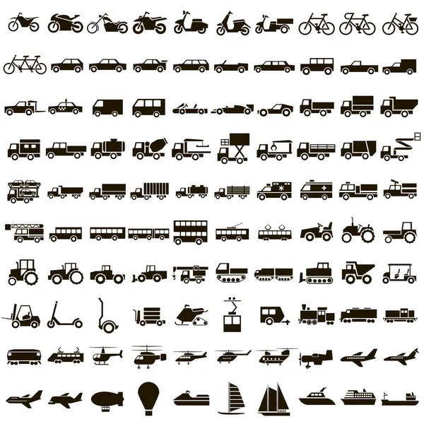 100 ikon wektor transportu — Wektor stockowy