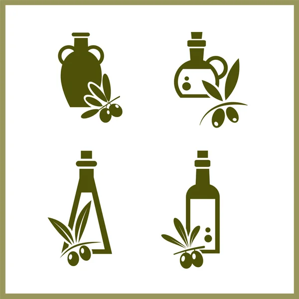 Vector green symbols olive oil — Stock Vector