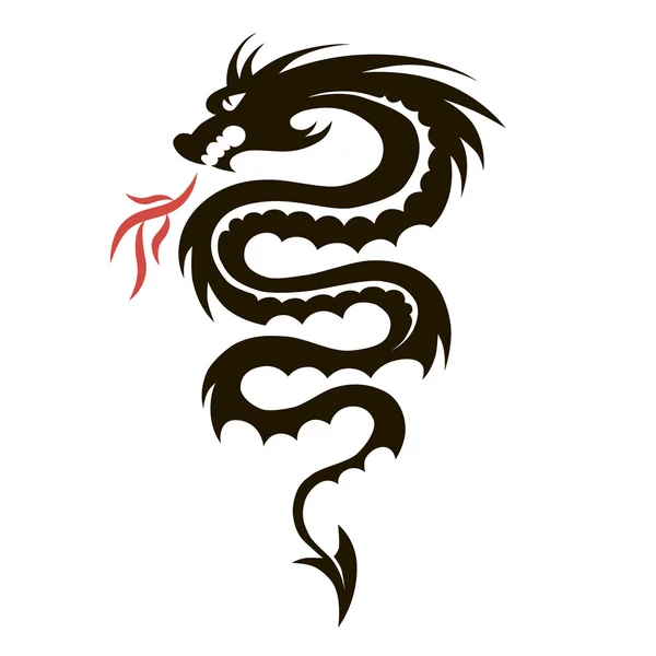 Vetor de tatuagem dragão — Vetor de Stock