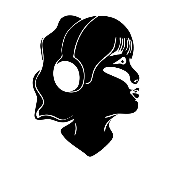 Luisteren naar muziek pictogram meisje — Stockvector
