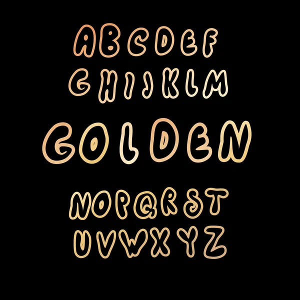 Gold outline latin alphabet — Stock Vector