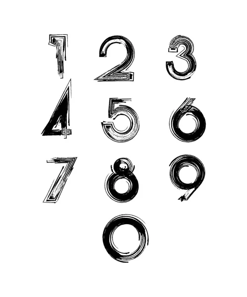 Numbers ink brush — Stock Vector