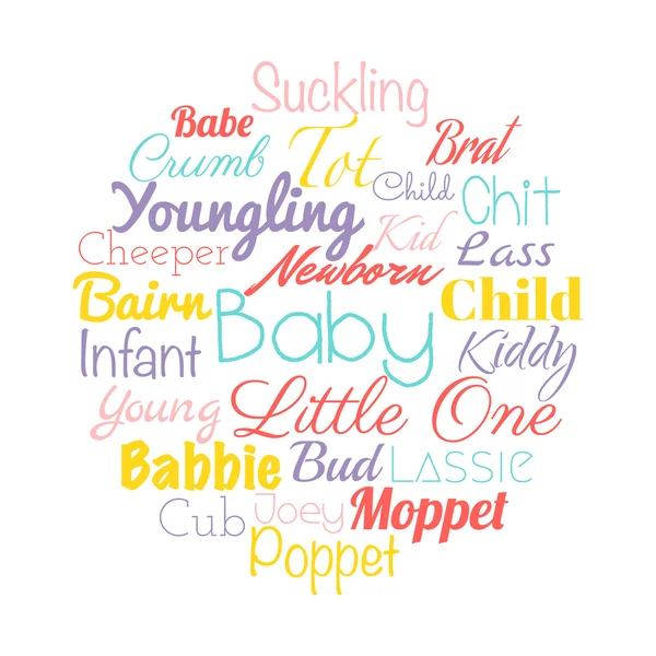 Μωρό λέξεις κολάζ. — Διανυσματικό Αρχείο