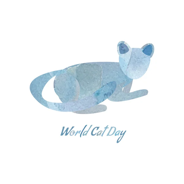 蓝色的水彩猫 — 图库矢量图片