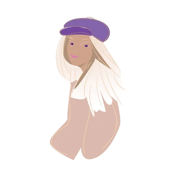 Une jeune fille blonde afro-américaine dans un chapeau — Image vectorielle