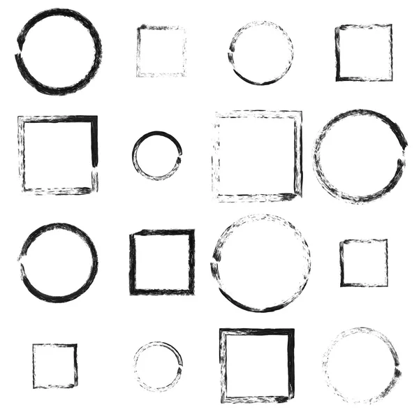 Pincel grunge acuarela marcos negros conjunto. Ilustración vectorial . — Archivo Imágenes Vectoriales