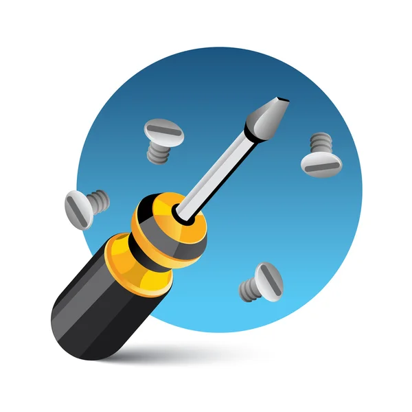 Screwdriver and screws — Stock Vector