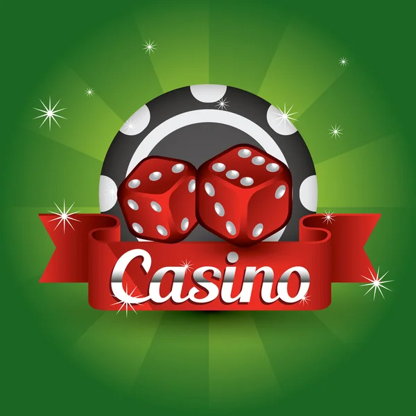 Casino chip rött band och tärna — Stock vektor