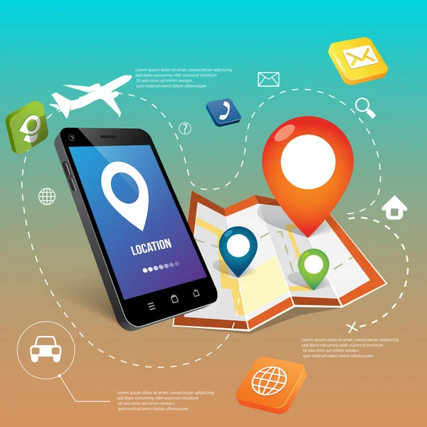 Telefon ve mekanlar imzalamak, harita