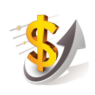 Altın dolar işareti ve ok