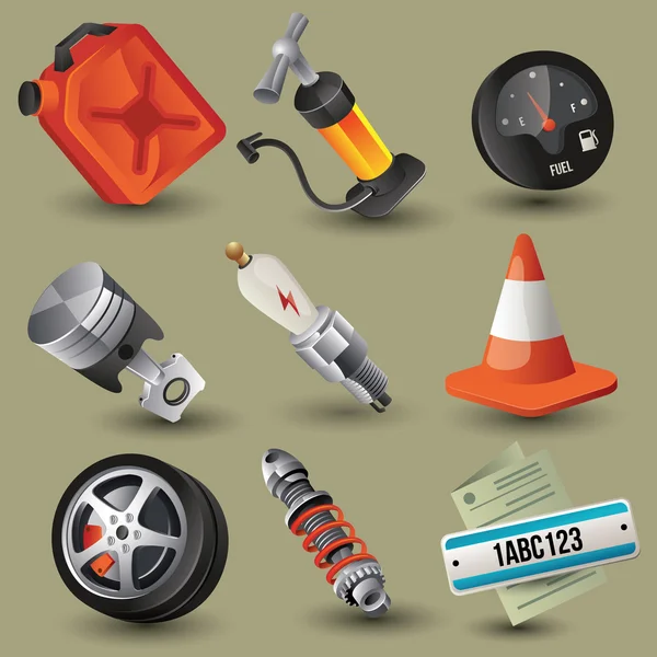 Araba araçları, parçalar, aksesuarlar (simgeler) seti