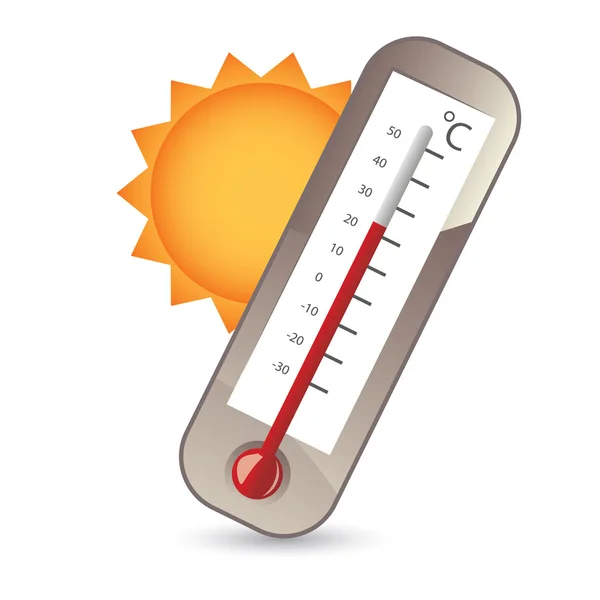 Thermometer und Sonne — Stockvektor