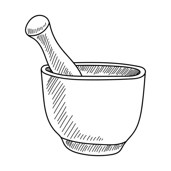 Farmacy Mortar Met Pestle Een Witboek Vector — Stockvector