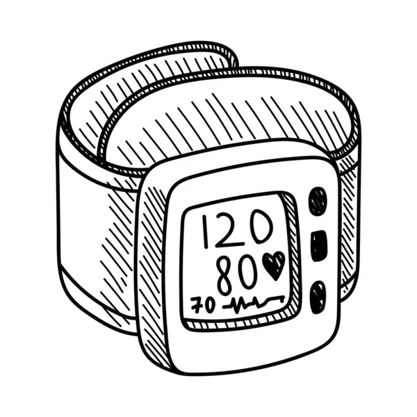 Automatischer Blutdruckmonitor Auf Hand Auf Einem Weißen Rackgrund Vektor — Stockvektor
