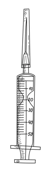 Drawn Syringe Auf Einem Weißen Hintergrund Vektor — Stockvektor