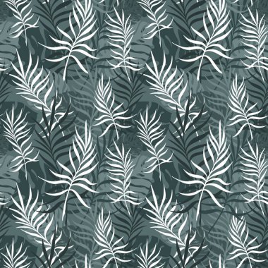 Monstera ve PALM 'la PATTERN, VECTOR' da Yemyeşil bir arka bahçede ayrılıyor.