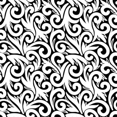 VECTOR 'daki siyah bir kara zeminde beyaz monogramlarla kusursuz bir patern.