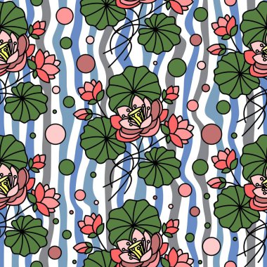 VECTOR 'daki Suyun Üzerinde Pembe Lekeli Kusursuz PATTERN
