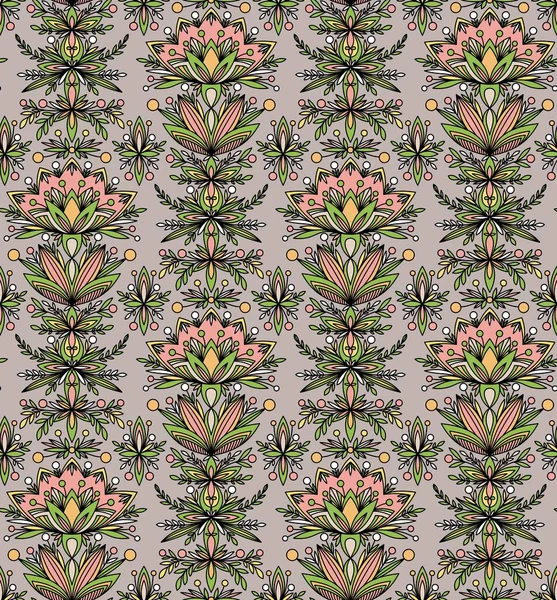 Patrón Gris Con Flores Pincha Fabulosa Vector — Vector de stock