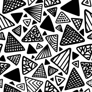 Vektörde beyaz arkaplan üzerinde üçgenleri olan pürüzsüz desen