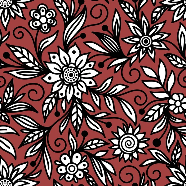 Seamless pattern with white flowers on a pink background in a vector