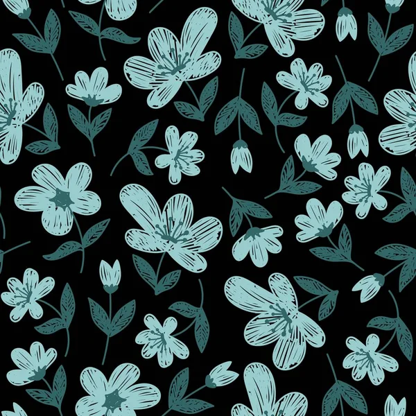 Motif Sans Couture Avec Des Fleurs Peintes Menthe Sur Fond — Image vectorielle