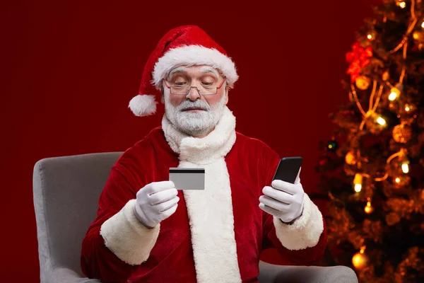 Santa placení online — Stock fotografie