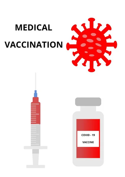 Vaccinazione Medica Illustrazione Colori Siringa Medica Con Vaccino Coronavirus Distrugge — Foto Stock