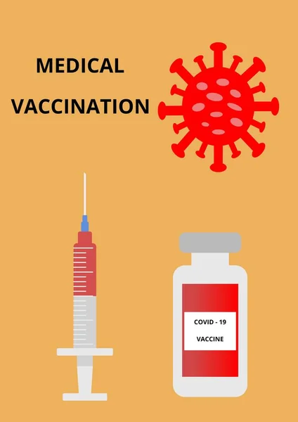 Vaccinazione Medica Illustrazione Colori Siringa Medica Con Vaccino Coronavirus Distrugge — Foto Stock