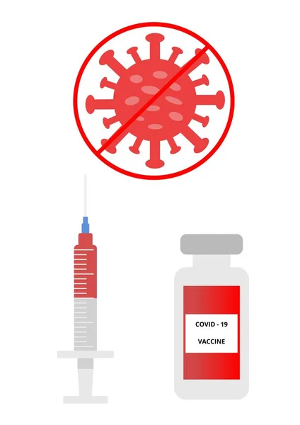 Siringa Medica Con Vaccino Coronavirus Distrugge Virus Covid Nozione Vaccinazione — Foto Stock