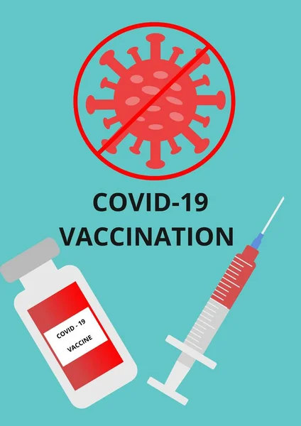 Covid Aşı Rengi Çizimi Coronavirus Aşısı Ile Tıbbi Şırınga Covid — Stok fotoğraf
