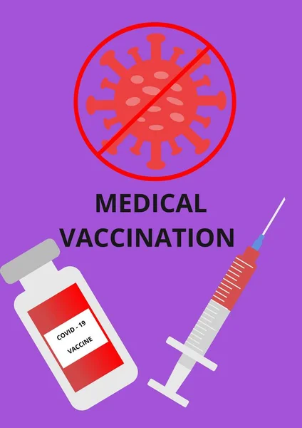 Ilustração Cor Vacinação Médica Seringa Médica Com Vacina Contra Coronavírus — Fotografia de Stock