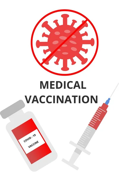 Medische Vaccinatie Kleurenillustratie Medische Spuit Met Coronavirus Vaccin Vernietigt Het — Stockfoto