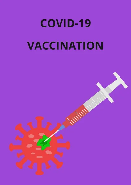 Covid Кольорова Ілюстрація Вакцинації Медичний Шприц Вакциною Проти Коронавірусу Знищує — стокове фото