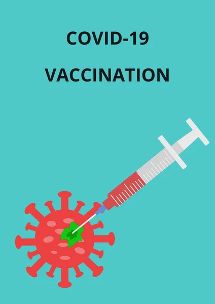 Ilustrasi Warna Vaksinasi Covid Suntikan Medis Dengan Vaksin Coronavirus Menghancurkan — Stok Foto
