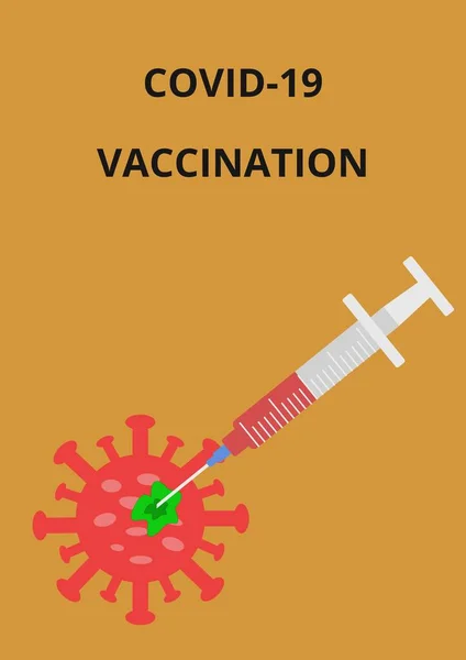 Covid Vaccination Color Illustration Medical Syringe Coronavirus Vaccine Destroys Covid — Stock Photo, Image