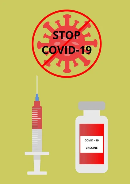 Covid Renk Illüstrasyonunu Durdur Coronavirus Aşısı Ile Tıbbi Şırınga Covid Telifsiz Stok Fotoğraflar