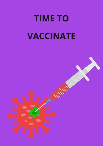 Ώρα Για Εμβολιασμό Έγχρωμη Απεικόνιση Ιατρική Σύριγγα Εμβόλιο Coronavirus Καταστρέφει Εικόνα Αρχείου