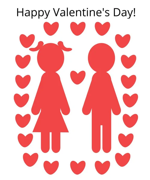 Šťastný Valentýn Ilustrace Rekreační Přání Plakát Plakát Textem Pár Zamilovaný — Stock fotografie