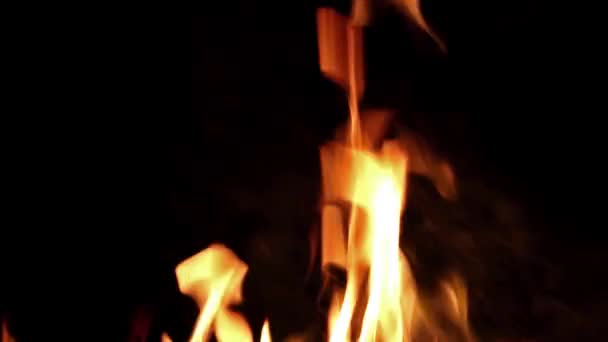Φωτιά Φλόγες Μαύρο Φόντο Αφηρημένη Φλογερή Υφή Ρεαλιστική Φωτιά Φλόγες — Αρχείο Βίντεο