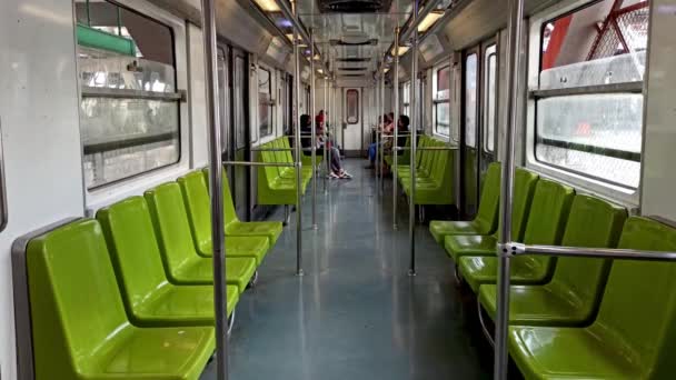 Ciudad México México Julio 2020 Subway Saliendo Estación Coyuya Todas — Vídeos de Stock