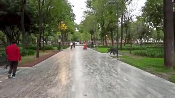 Мехико Мексика Июль 2020 Люди Бегущие Парке Защитить Себя Дождя — стоковое видео