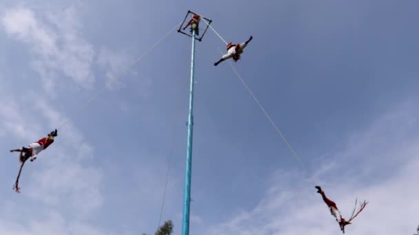 Mexico City Mexico June 2021 Flying People Presents Culture Voladores — Stock Video