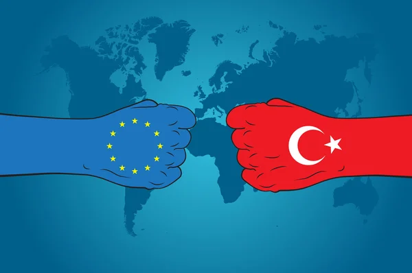 União Europeia versus Turquia — Vetor de Stock